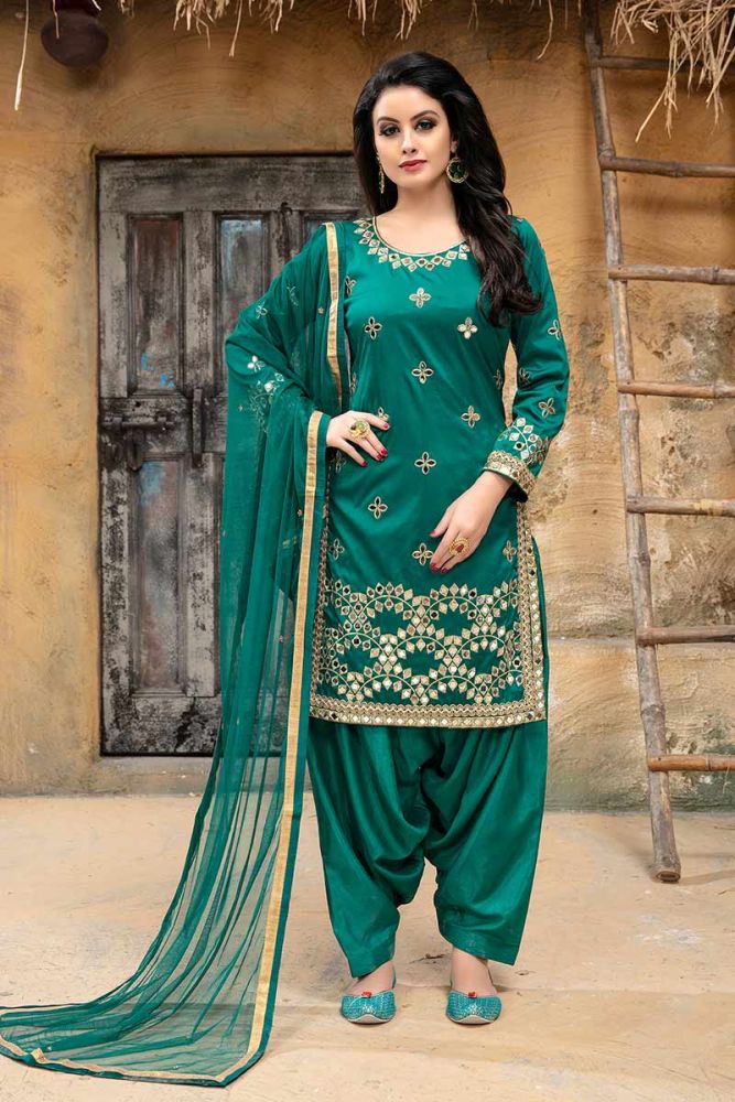 Green colour punjabi suit design clearance