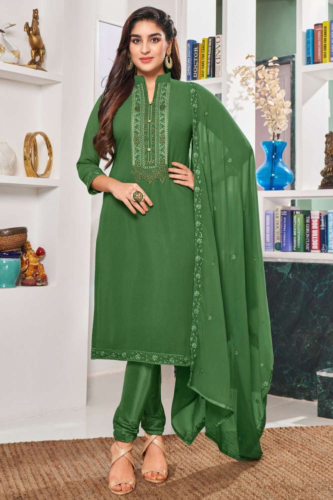 Dark green salwar kameez designs store