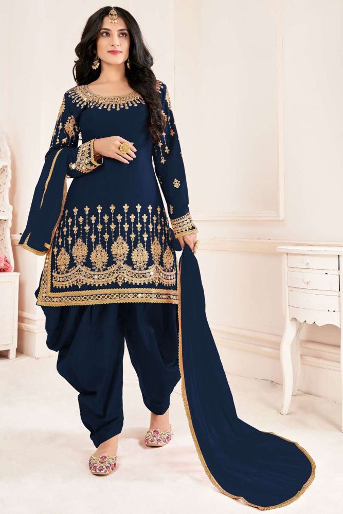 Blue Patiyala Suit Online Designer Bitalian Soft Silk Patiyala Suit with Blue Dupatta PS2363 in USA