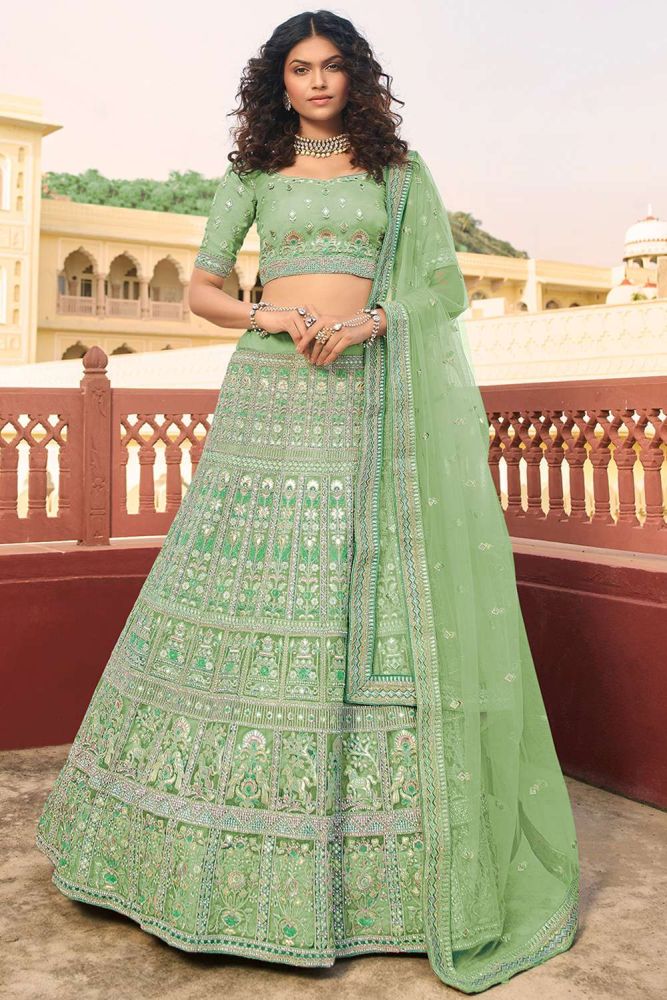 Green bridal lehenga choli online