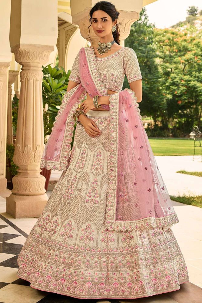 Baby pink and shops golden lehenga