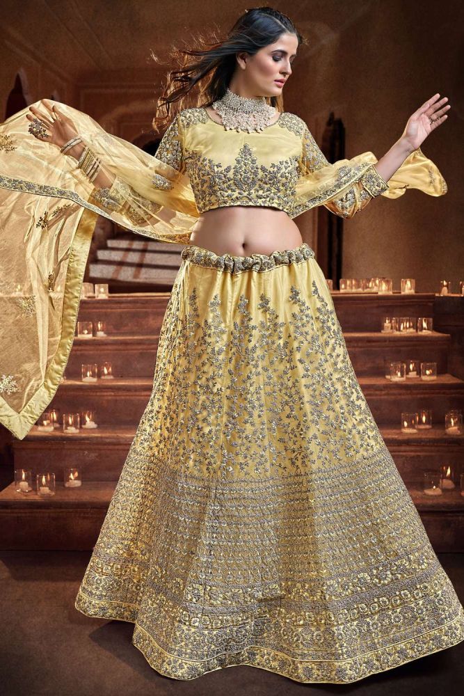 Golden ghagra choli best sale