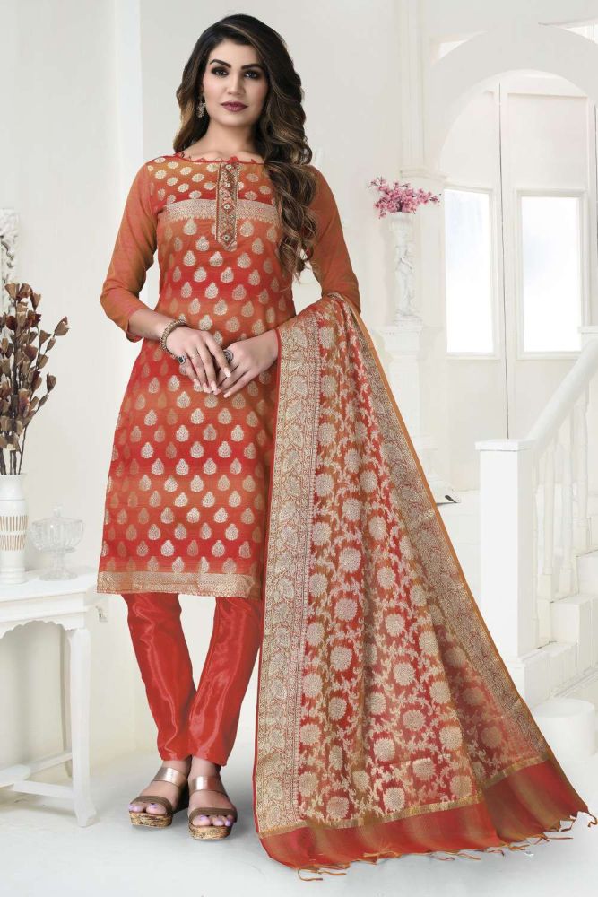 Buy Peach Banarasi silk Salwar kameez with Dupatta Online SK14841 Shopkund