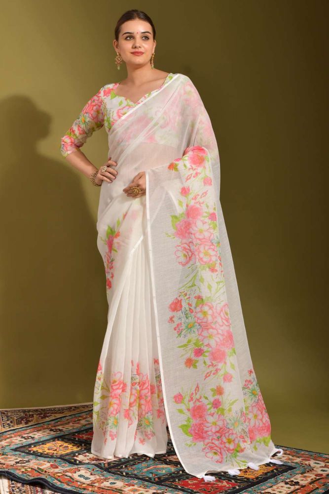 Designer blouse for linen saree store
