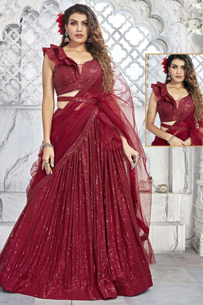 Shop Red Net Party Wear Lehenga Choli Red Dupatta LC6404 Shopkund