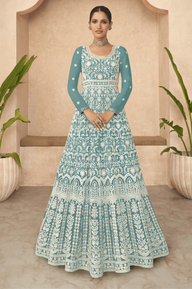 Sky blue anarkali kurti store