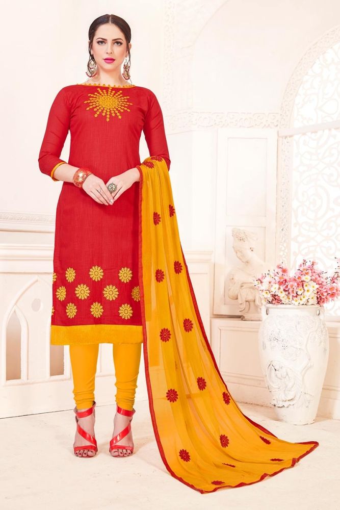 Yellow red churidar online
