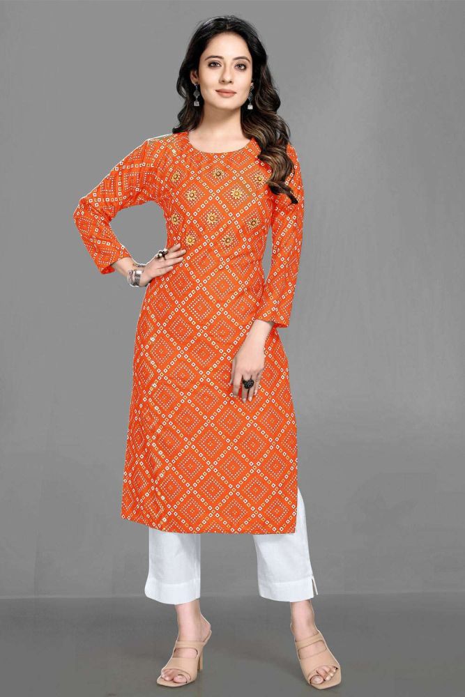 Latest orange kurtis discount