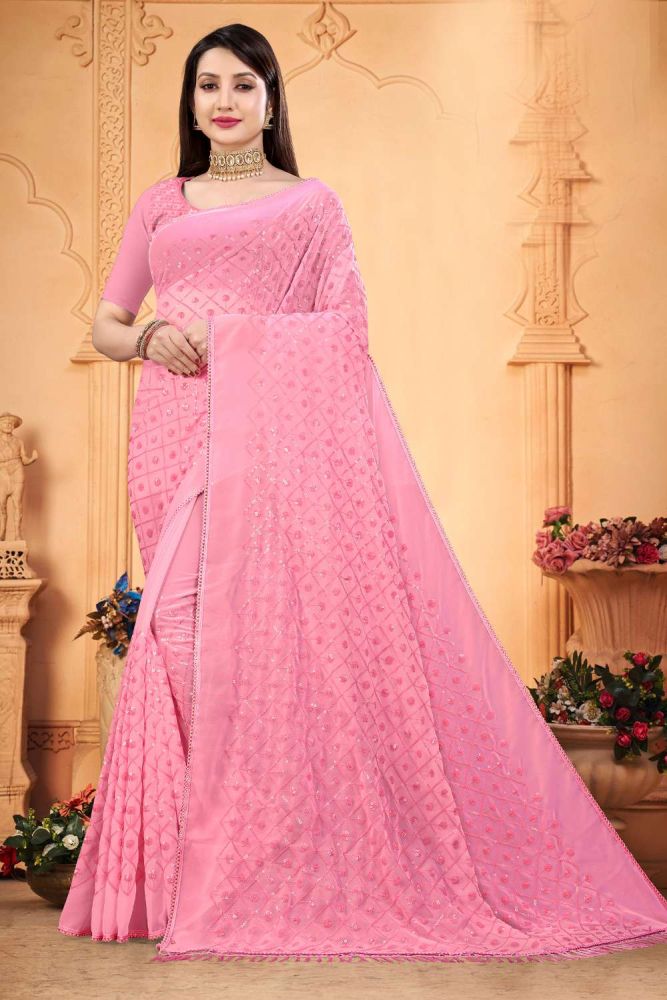 Pink color party wear sarees top