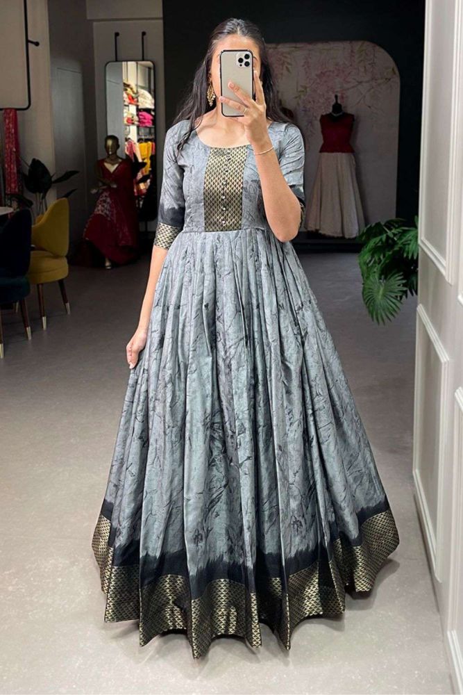 Silk gown frock on sale