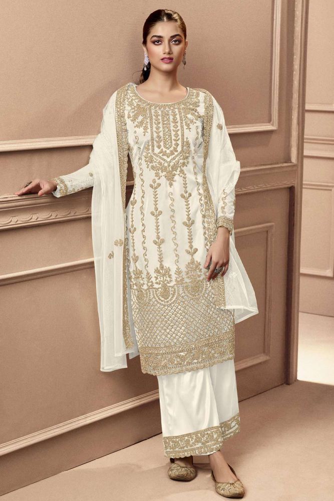 White net salwar suit sale