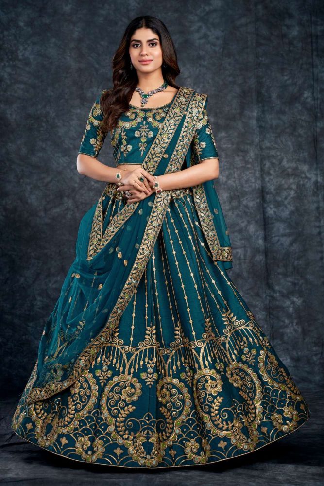 Dark blue wedding lehenga shop