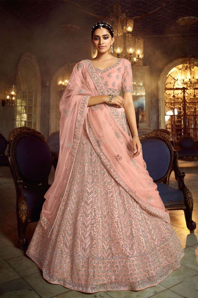 Peach pink lehenga choli shop
